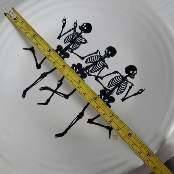 Fiestaware Fiesta Trio Skeletons Ceramic 9" Luncheon Plate Classic Rim White - Picture 7 of 16